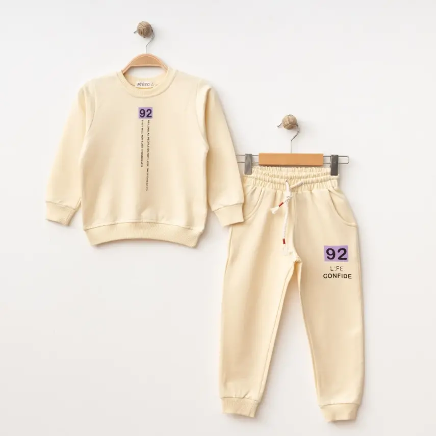 Winimo Kız Çocuk 2li Takım 92 Life Confide Baskılı Bej - 1
