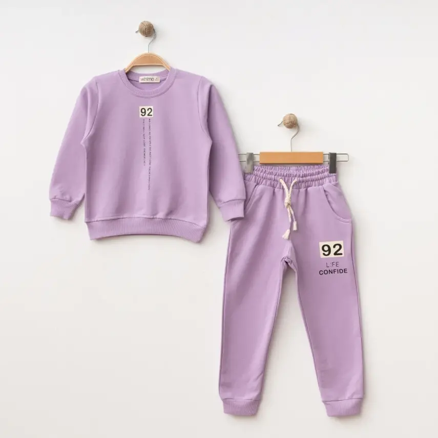 Winimo Kız Çocuk 2li Takım 92 Life Confide Baskılı Lila - 1