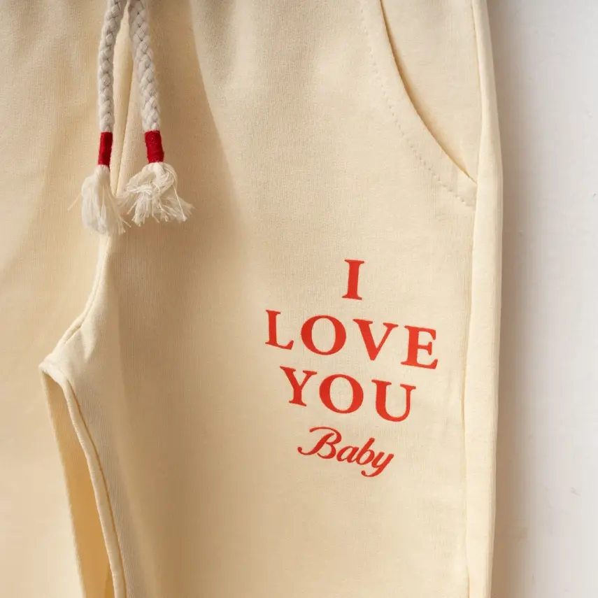 Winimo Kız Çocuk Eşofman Altı I Love You Baskılı Bej - 4