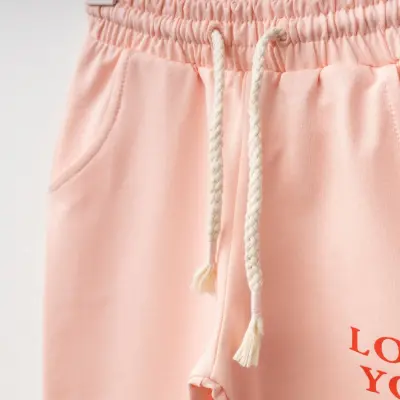 Winimo Kız Çocuk Eşofman Altı I Love You Baskılı  Pudra (1)