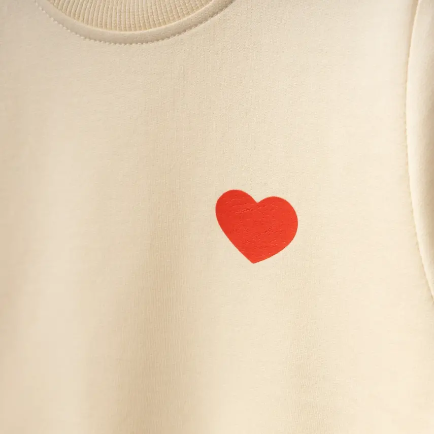 Winimo Kız Çocuk Sweatshirt Kalp Baskılı Bej - 5
