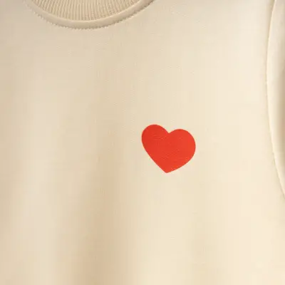 Winimo Kız Çocuk Sweatshirt Kalp Baskılı Bej - 6