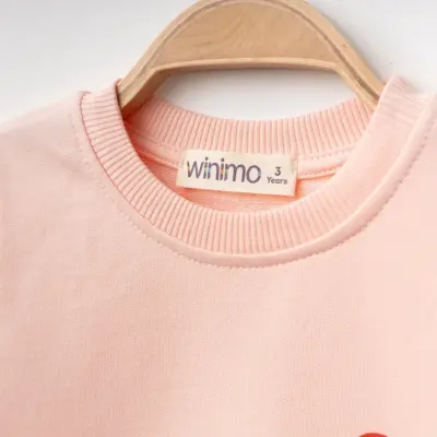 Winimo Kız Çocuk Sweatshirt Kalp Baskılı Pudra - 6
