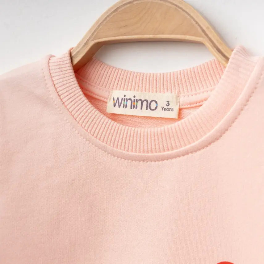 Winimo Kız Çocuk Sweatshirt Kalp Baskılı Pudra - 6
