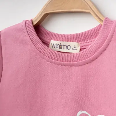 Winimo Kız Çocuk Sweatshirt Kalpli Kedi Baskılı  Pembe - 4