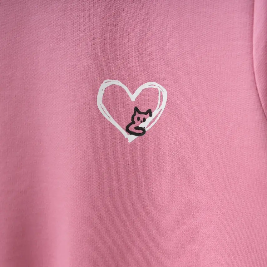 Winimo Kız Çocuk Sweatshirt Kalpli Kedi Baskılı  Pembe - 3