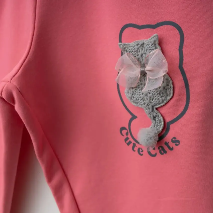 Winimo Kız Eşofman Altı Kedi Aksesuarlı Pembe - 6