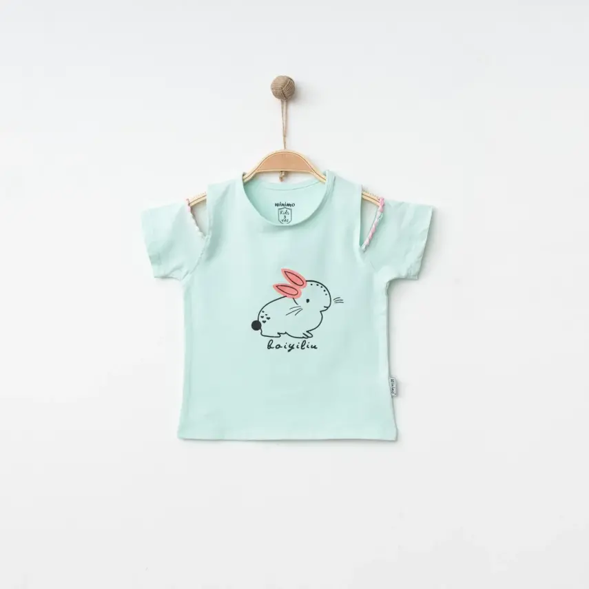 Winimo Kız T-Shirt Tavşan Baskılı Yeşil - 1