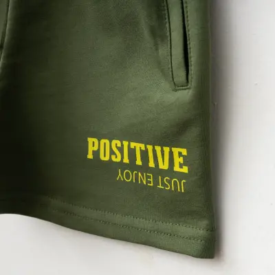 Winimo Positive Baskılı Çocuk Şort Unisex Haki - 3