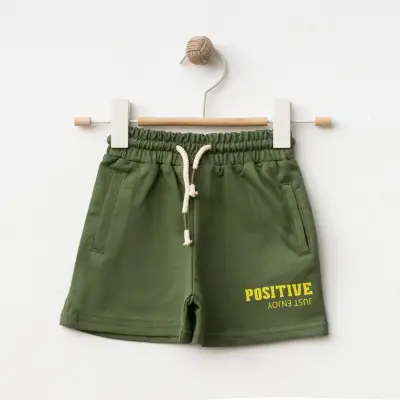 Winimo Positive Baskılı Çocuk Şort Unisex Haki
