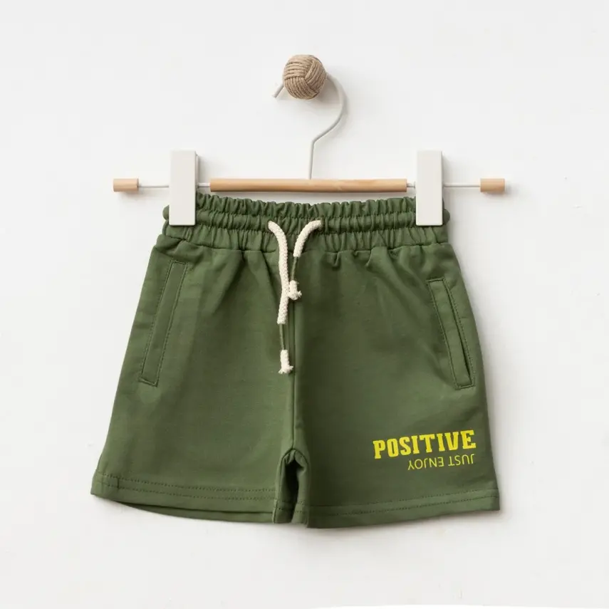 Winimo Positive Baskılı Çocuk Şort Unisex Haki - 1