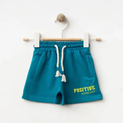 Winimo Positive Baskılı Çocuk Şort Unisex Petrol 