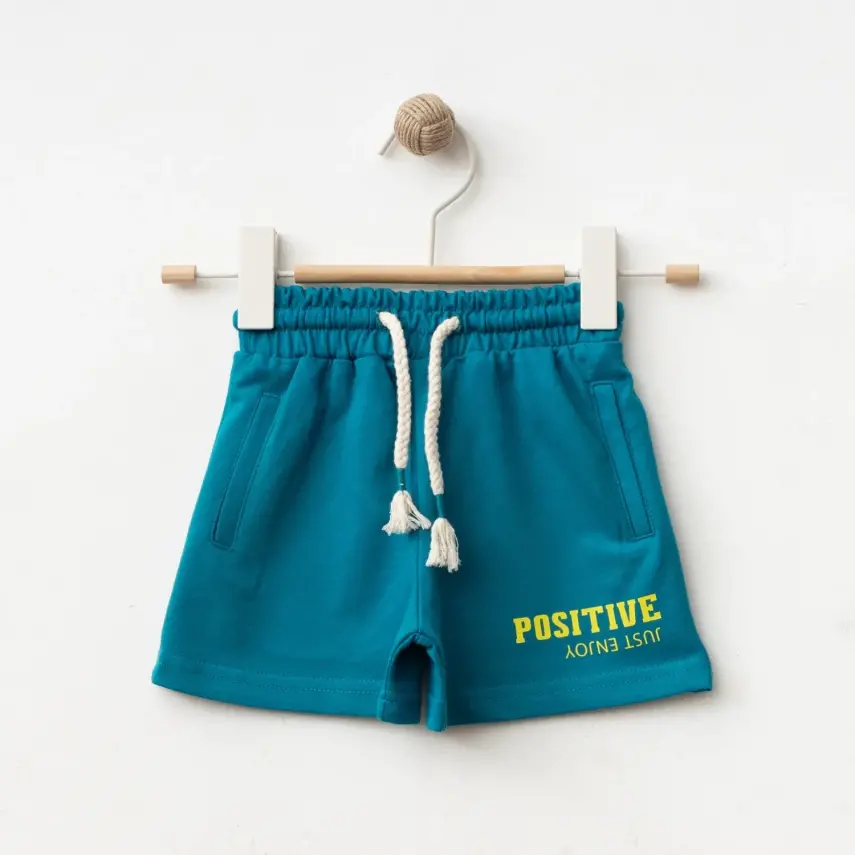 Winimo Positive Baskılı Çocuk Şort Unisex Petrol - 1