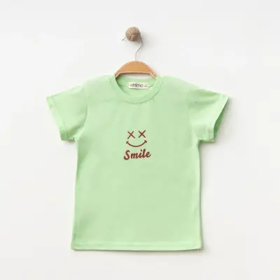 Winimo Smile Baskılı Çocuk T-Shirt Unisex Fıstık Yeşili 