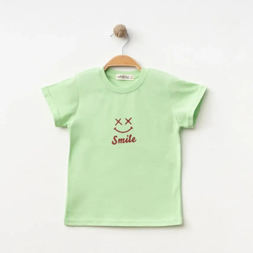 Winimo Smile Baskılı Çocuk T-Shirt Unisex Fıstık Yeşili - 1
