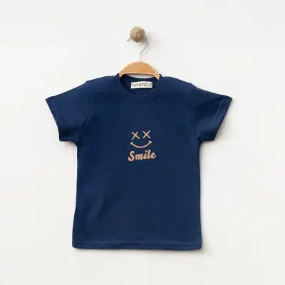 Winimo Smile Baskılı Çocuk T-Shirt Unisex Lacivert 