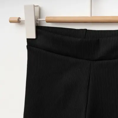 Winimo Tavşan Nakışlı Fitilli Kız Çocuk Tayt Siyah (1)