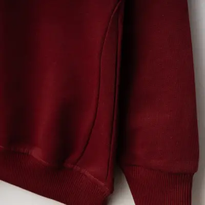 Winimo Unisex Bisiklet Yaka Çocuk Sweatshirt Parçalı Basic Bordo - 3