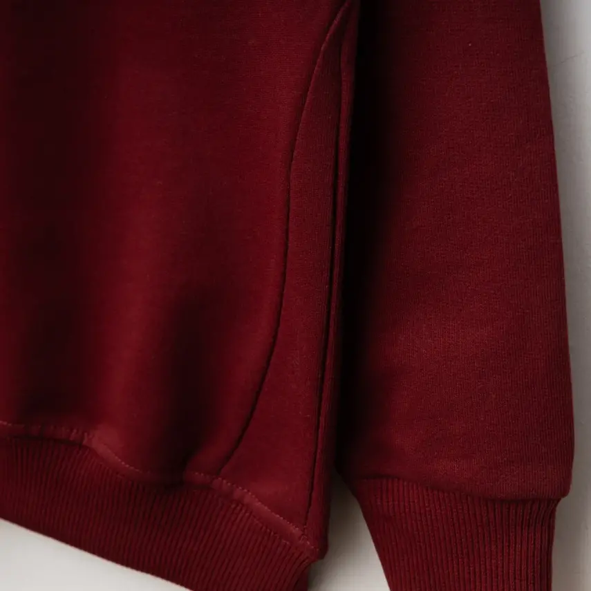 Winimo Unisex Bisiklet Yaka Çocuk Sweatshirt Parçalı Basic Bordo - 3