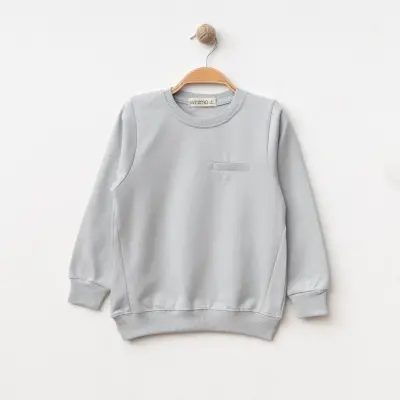 Winimo Unisex Bisiklet Yaka Çocuk Sweatshirt Parçalı Basic Boyalı Gri - 6