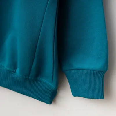 Winimo Unisex Bisiklet Yaka Çocuk Sweatshirt Parçalı Basic Turkuaz - 4