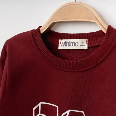 Winimo Unisex Çocuk Sweatshirt W Baskılı Bordo (1)