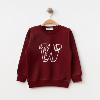 Winimo Unisex Çocuk Sweatshirt W Baskılı Bordo - 5