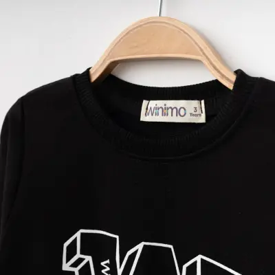 Winimo Unisex Çocuk Sweatshirt W Baskılı Siyah (1)