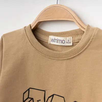 Winimo Unisex Çocuk Sweatshirt W Baskılı Sütlü Kahve (1)