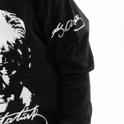 Winimo Unisex Sweatshirt Atatürk Baskılı Siyah (1)