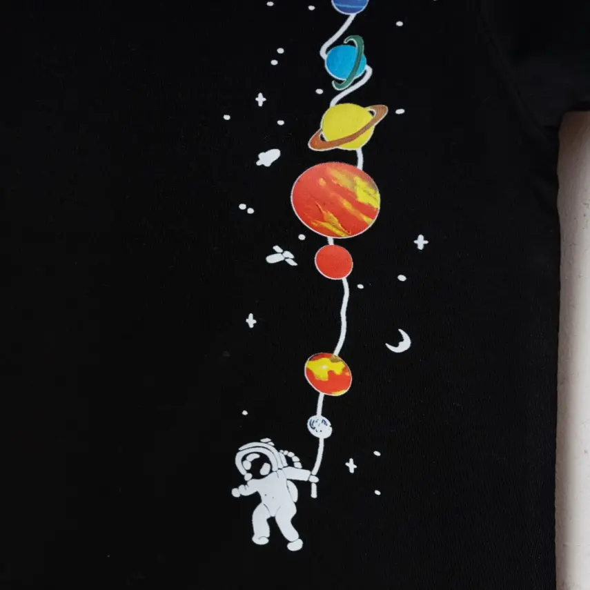 Winimo Unisex T-Shirt Uzay Baskılı Siyah - 4