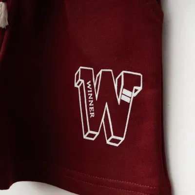Winimo W Baskılı Çocuk Şort Unisex Bordo - 3