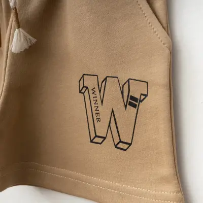 Winimo W Baskılı Çocuk Şort Unisex Sütlü Kahve - 2