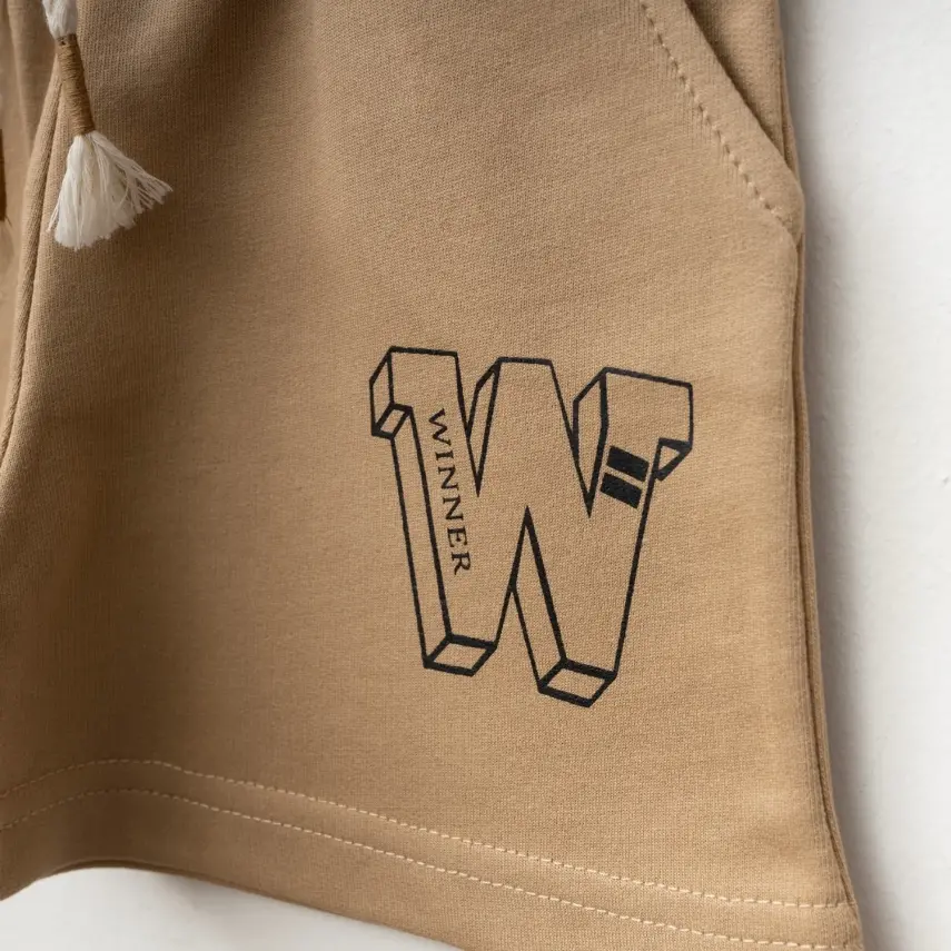 Winimo W Baskılı Çocuk Şort Unisex Sütlü Kahve - 2