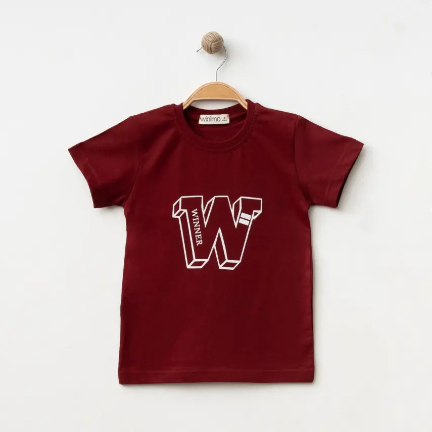 Winimo W Baskılı Çocuk T-Shirt Unisex Bordo - 3