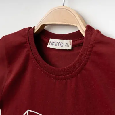 Winimo W Baskılı Çocuk T-Shirt Unisex Bordo - 2