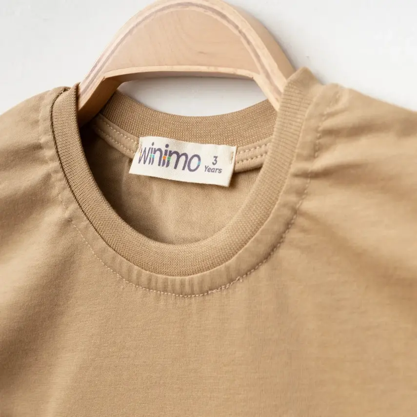 Winimo W Baskılı Çocuk T-Shirt Unisex Sütlü Kahve - 5