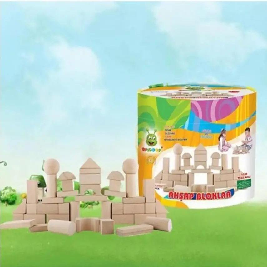 Woodoy Ahşap Blok Naturel 60 Parça - 1