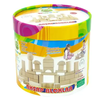 Woodoy Ahşap Blok Naturel 60 Parça (1)