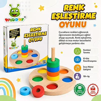 Woodoy Renkli Halka Eşleştirme Oyunu (1)