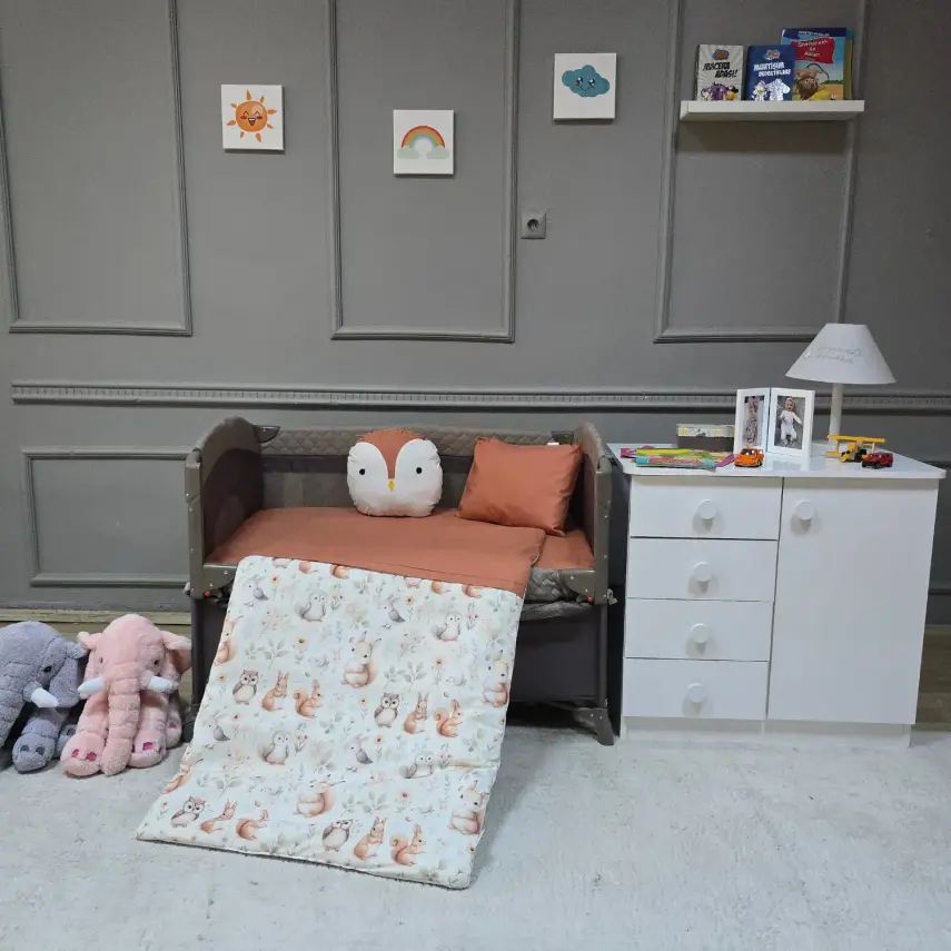 Yuar Baby Oyun Parkı 5 Parça Uyku Seti Somon Tavşan - 1
