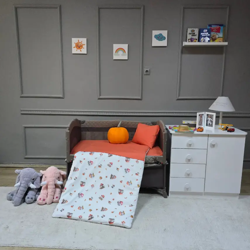 Yuar Baby Oyun Parkı 5 Parça Uyku Seti Turuncu Mantar - 4