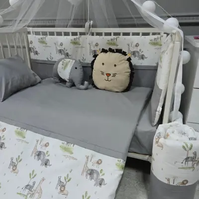 Yuar Baby Yan Duvarlı Beşik Uyku Seti Gri Amazon - 4