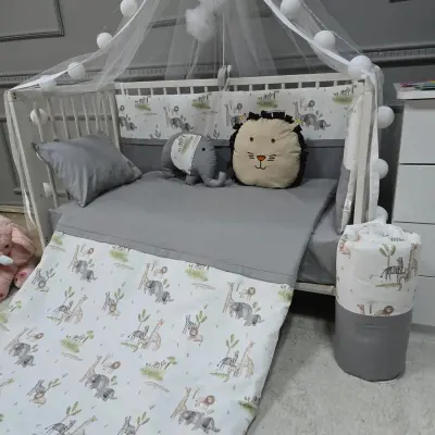 Yuar Baby Yan Duvarlı Beşik Uyku Seti Gri Amazon (1)