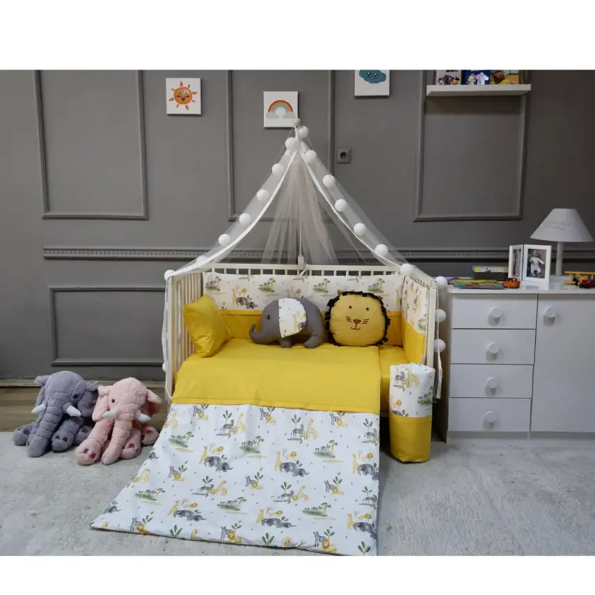 Yuar Baby Yan Duvarlı Beşik Uyku Seti Sarı Amazon - 3